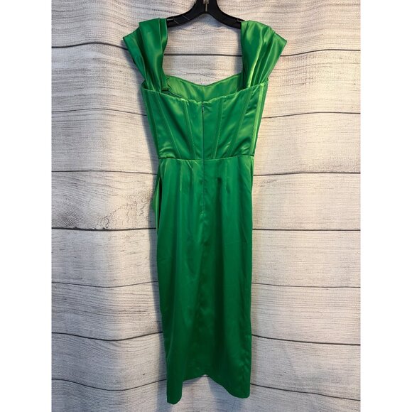 Gigii's Jasmin Draped Green Off Shoulder Corset Dress Size XS - Picture 2 of 3